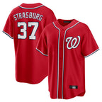 Johmsee W.Nationals #37 Stephen Strasburg Player Red Alternate Replica Player Game Stitched Jerseys