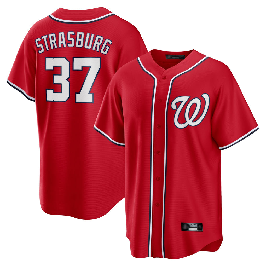 Johmsee W.Nationals #37 Stephen Strasburg Player Red Alternate Replica Player Game Stitched Jerseys