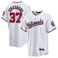Johmsee W.Nationals #37 Stephen Strasburg Player White Home Game Stitched Jerseys