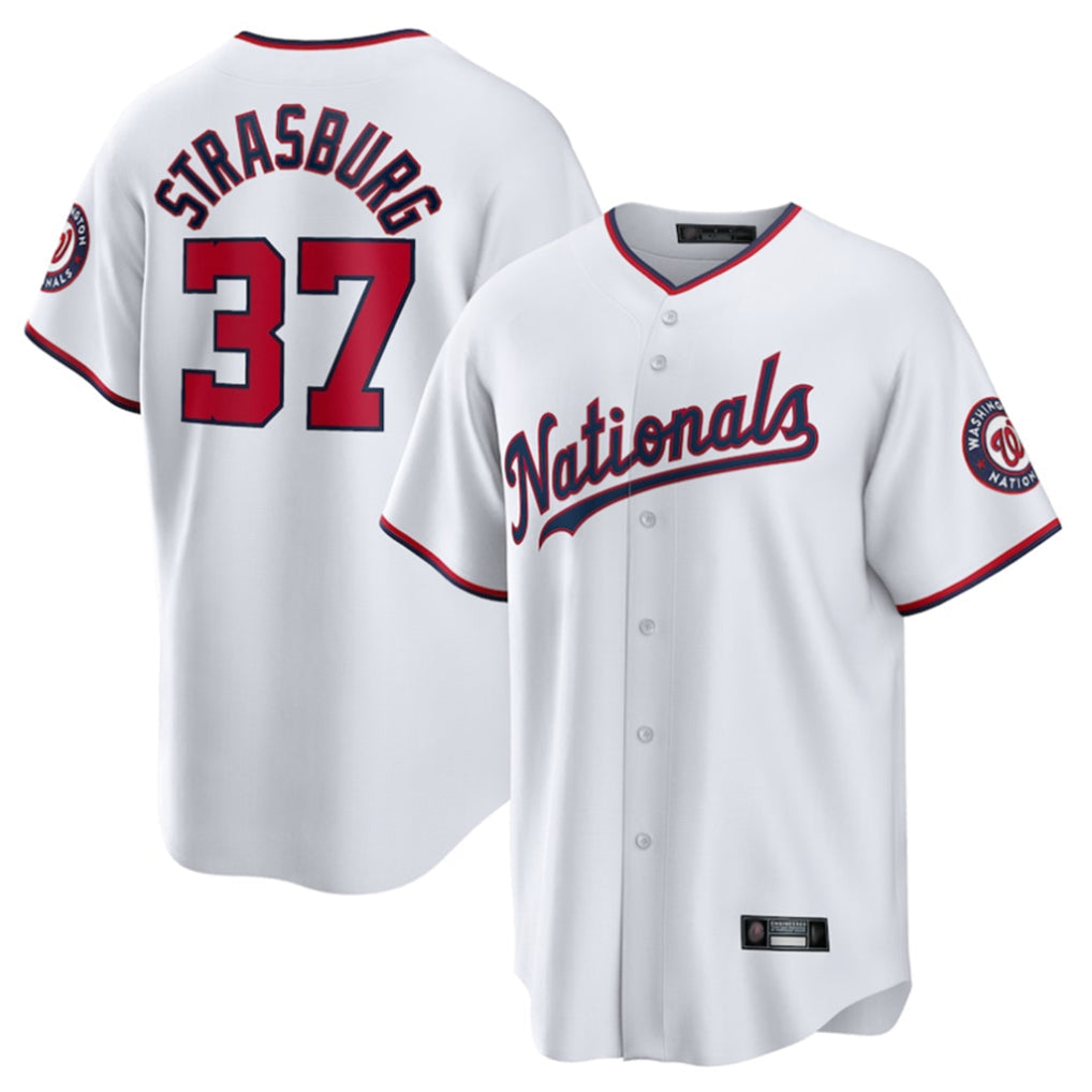 Johmsee W.Nationals #37 Stephen Strasburg Player White Home Game Stitched Jerseys