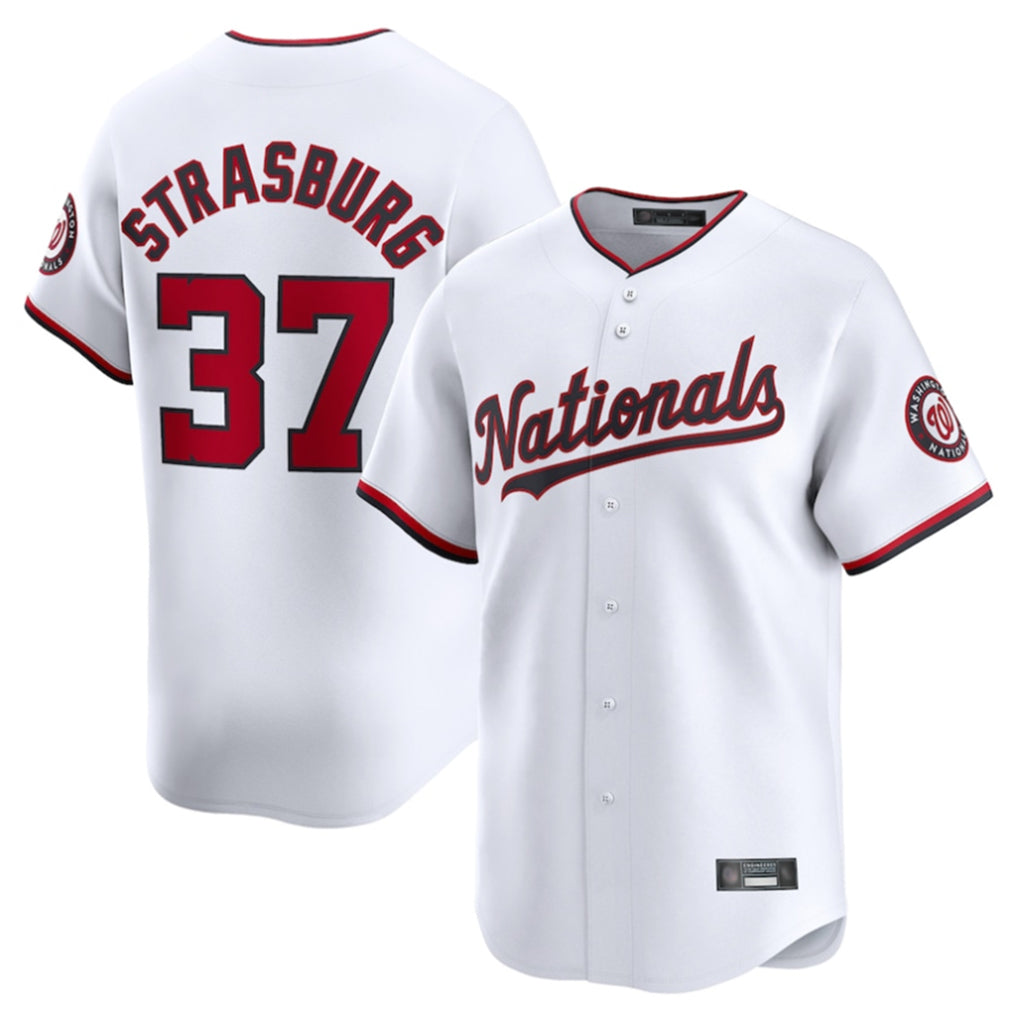 Johmsee W.Nationals #37 Stephen Strasburg Player White Home Limited Stitched Jerseys