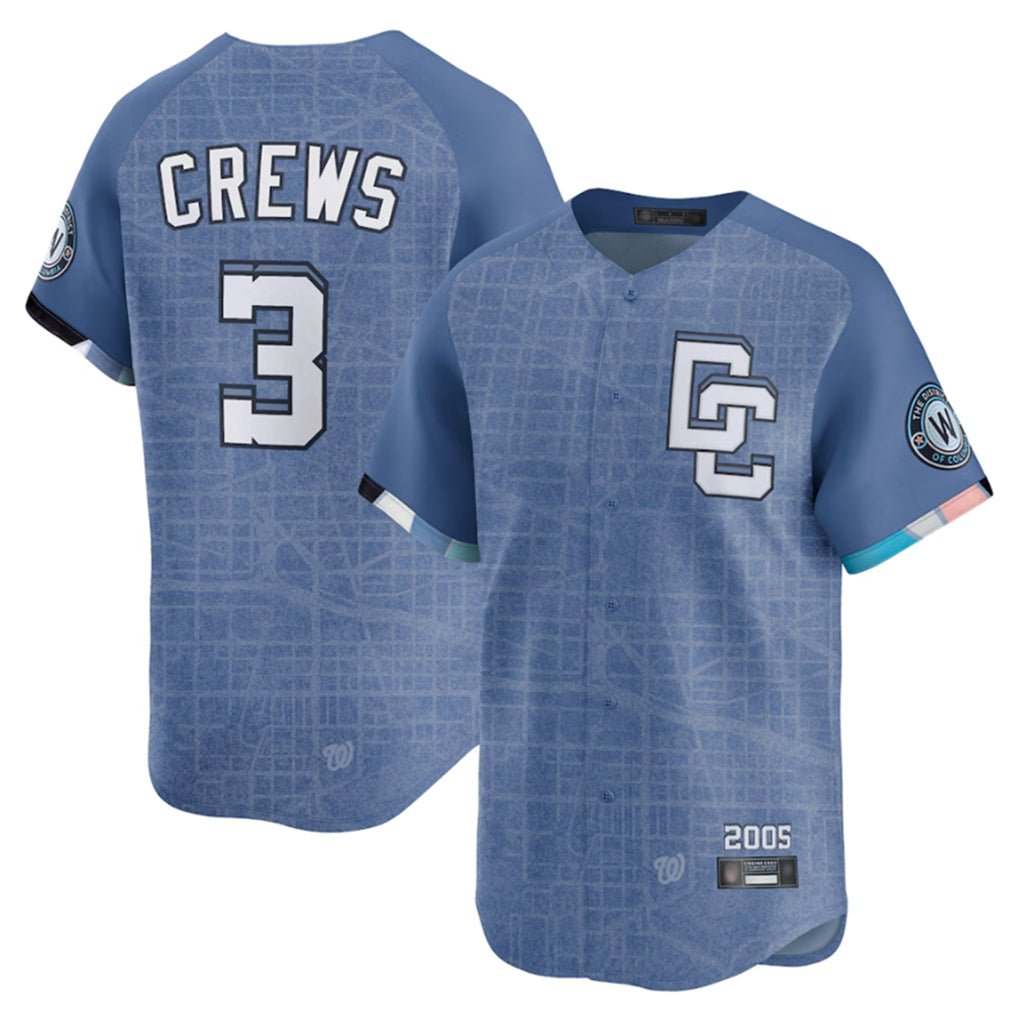 Johmsee W.Nationals #3 Dylan Crews Player Blue Limited City Connect Stitched Jerseys