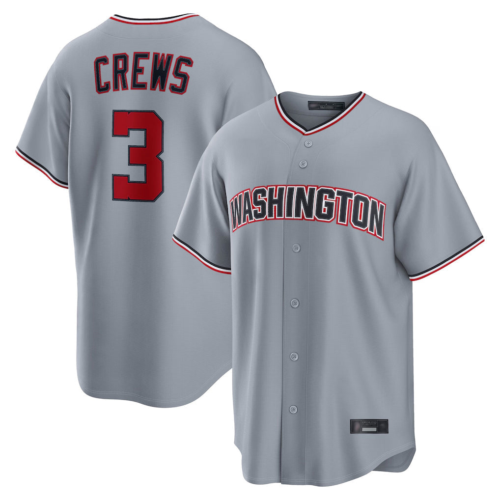 Johmsee W.Nationals #3 Dylan Crews Player Gray Alternate Game Stitched Jerseys