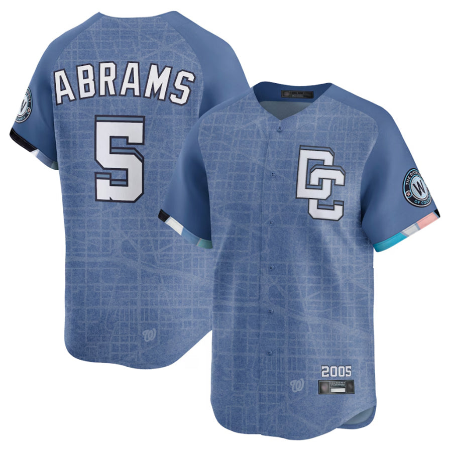 Johmsee W.Nationals #5 CJ Abrams Player Blue City Connect Limited Stitched Jerseys