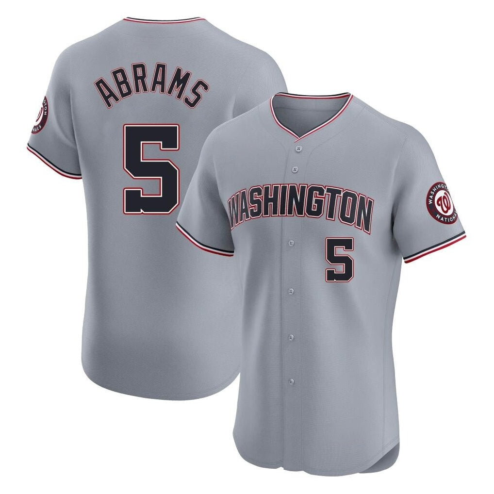 Johmsee W.Nationals #5 CJ Abrams Player Gray Elite Road Replica Stitched Jerseys