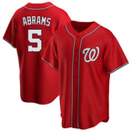Johmsee W.Nationals #5 CJ Abrams Player Red Replica Alternate Game Jerseys