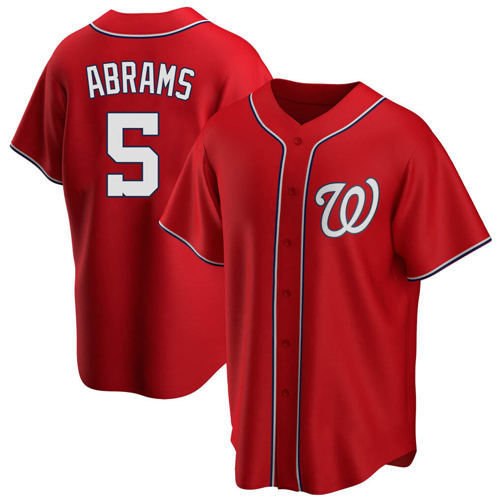 Johmsee W.Nationals #5 CJ Abrams Player Red Replica Alternate Game Jerseys