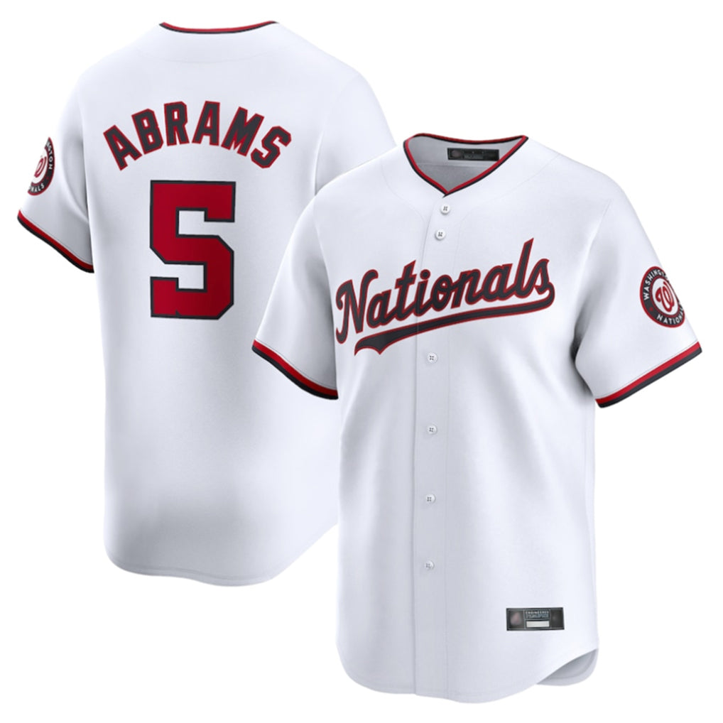 Johmsee W.Nationals #5 CJ Abrams Player White Home Limited Stitched Jerseys