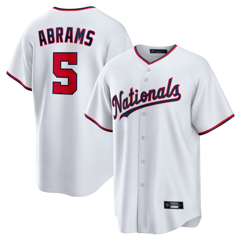 Johmsee W.Nationals #5 CJ Abrams Player White Home Replica Stitched Jerseys