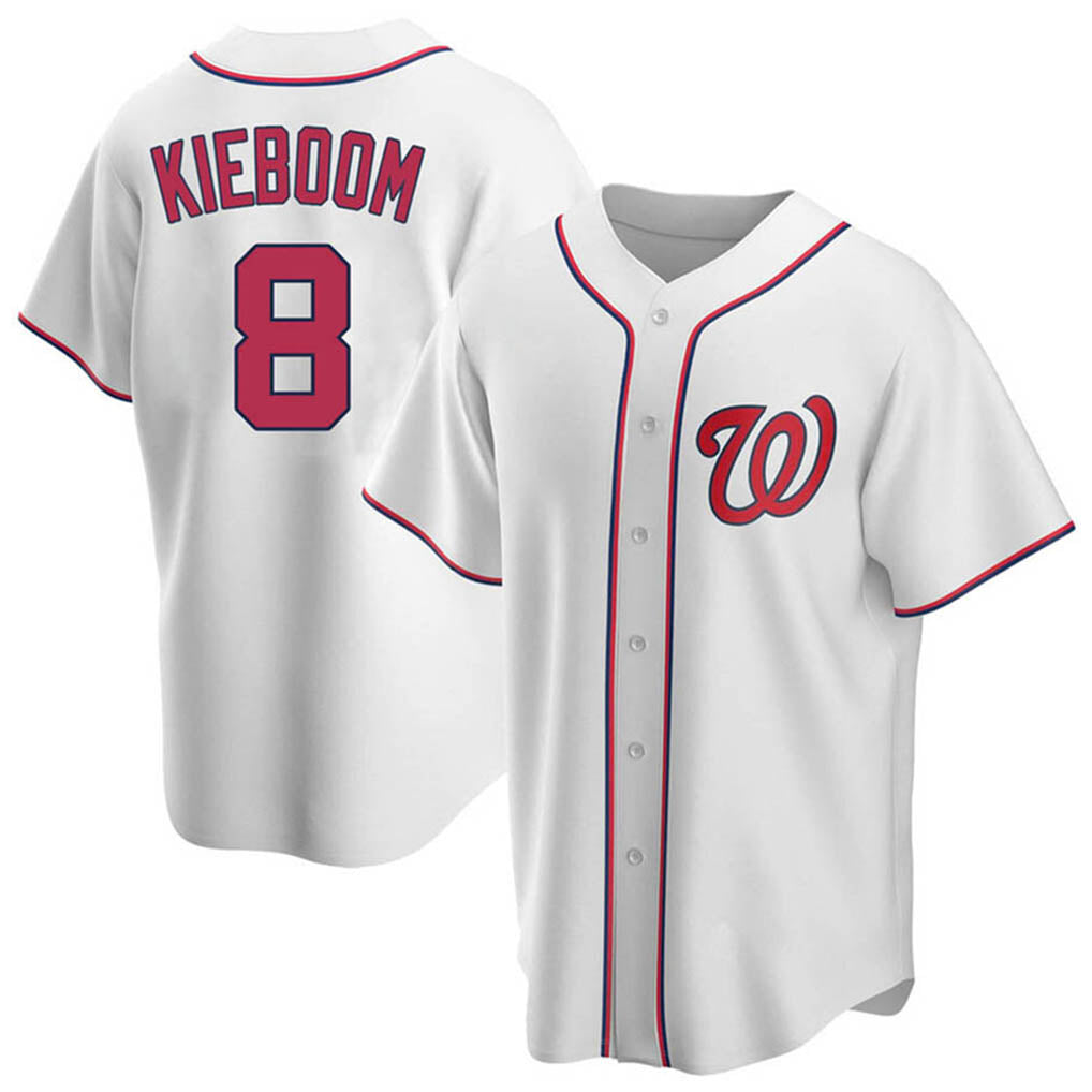 Johmsee W.Nationals #8 Carter Kieboom Player White Home Replica Game Stitched Jerseys