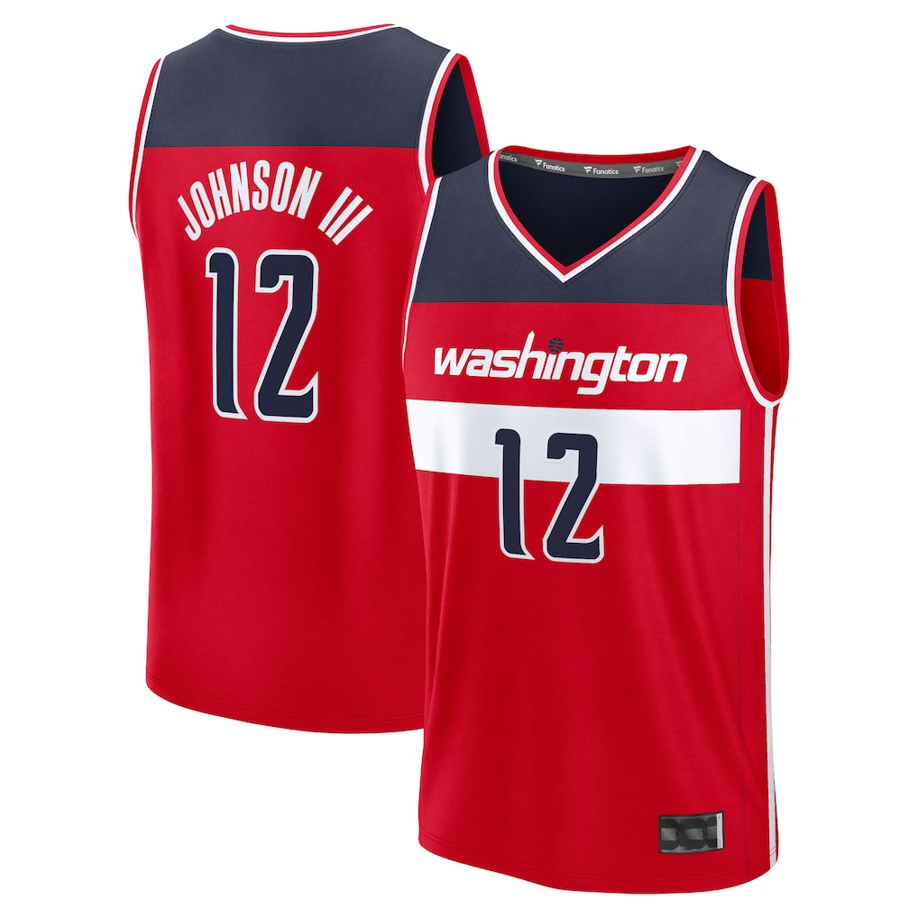 Johmsee W.Wizards #12 Tre Johnson III Red 2025  Draft First Round Pick Fast Break Replica Jerseys - Icon Edition