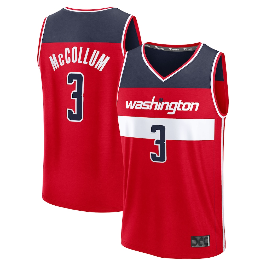 Johmsee W.Wizards #3 CJ McCollum Red Fast Break Replica Player Jerseys - Icon Edition