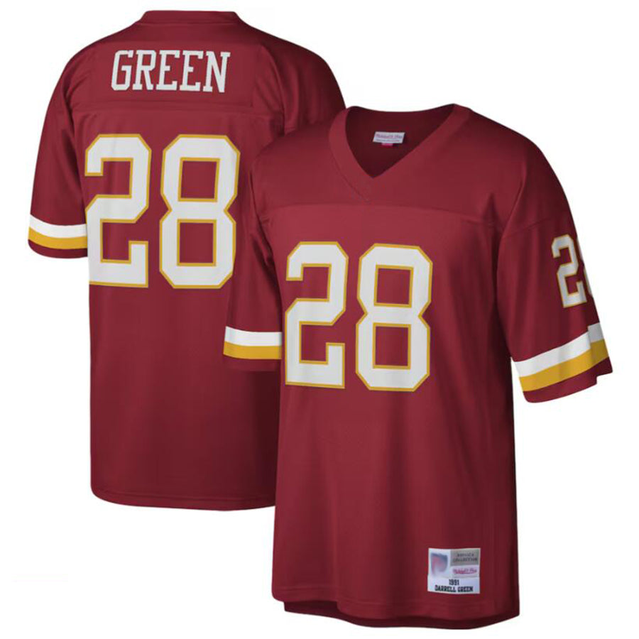 Johmsee Washington Football Team #28 Darrell Green Mitchell & Ness Burgundy Legacy Replica Stitched Jersey