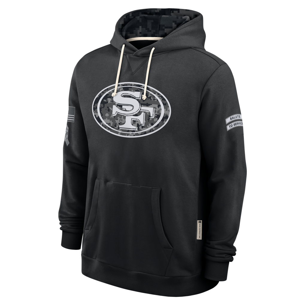 Johmsee SF.49ers Black 2026 Salute to Service Sideline Dri-FIT Pullover Hoodie Jerseys