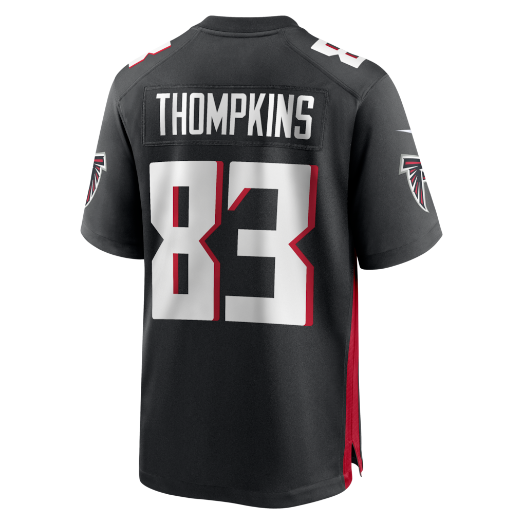Johmsee A.Falcons #83 Deven Thompkins Black Team Game Jersey