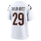 Johmsee C.Bengals #29 Cam Taylor-Britt White Game Jersey