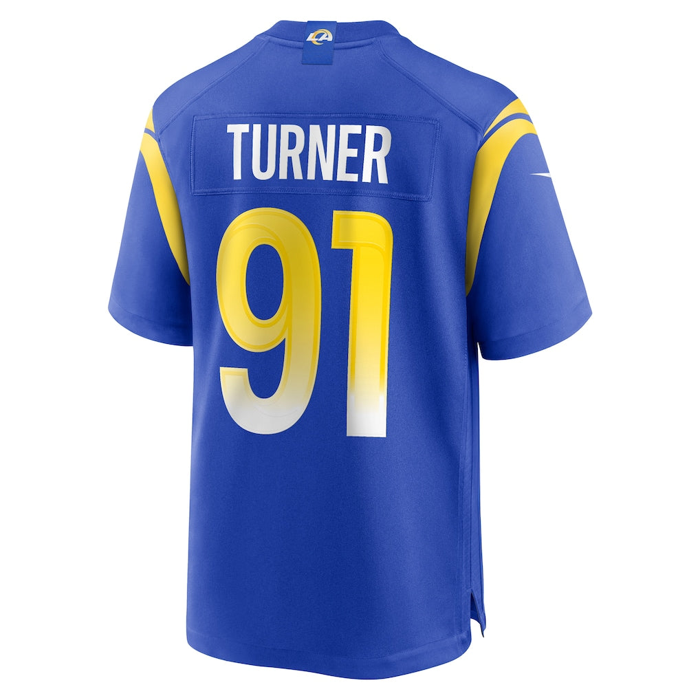 Johmsee LA.Rams #91 Kobie Turner Royal Home Game Jersey