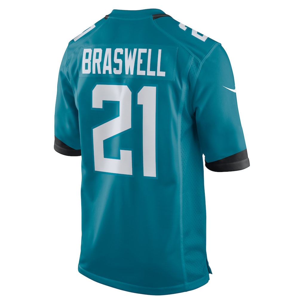 Johmsee J.Jaguars #21 Christian Braswell Teal Team Game Jersey