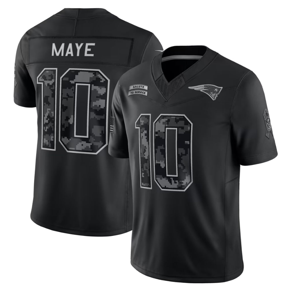Johmsee NE.Patriots #10 Drake Maye Player Black Limited 2026 Salute to Service Home Game Stitched Jerseys