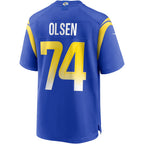 Johmsee LA.Rams #74 Merlin Olsen Royal Game Retired Player Jersey