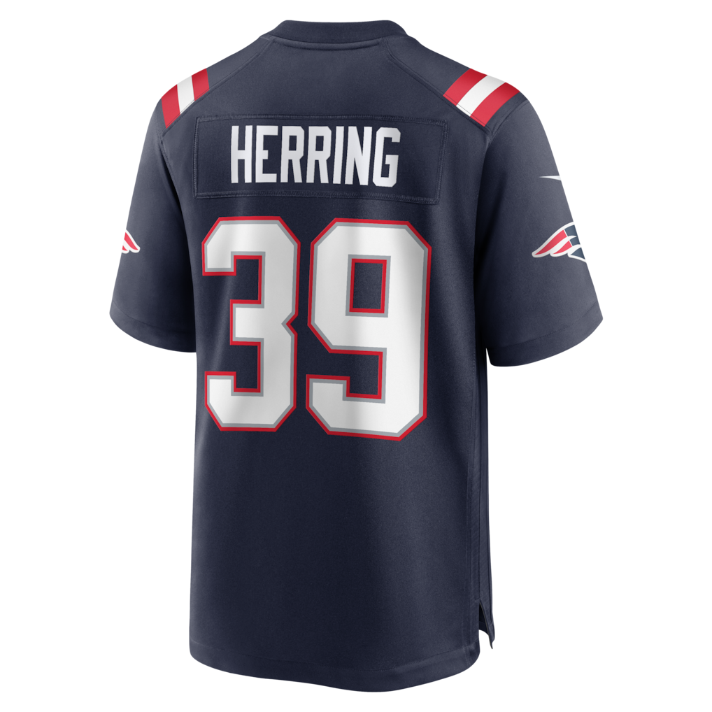 Johmsee NE.Patriots #39 Tyron Herring Navy Game Retired Player Jersey