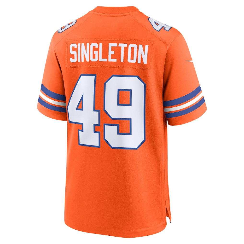 Johmsee D.Broncos #49 Alex Singleton Orange Alternate Game Jersey