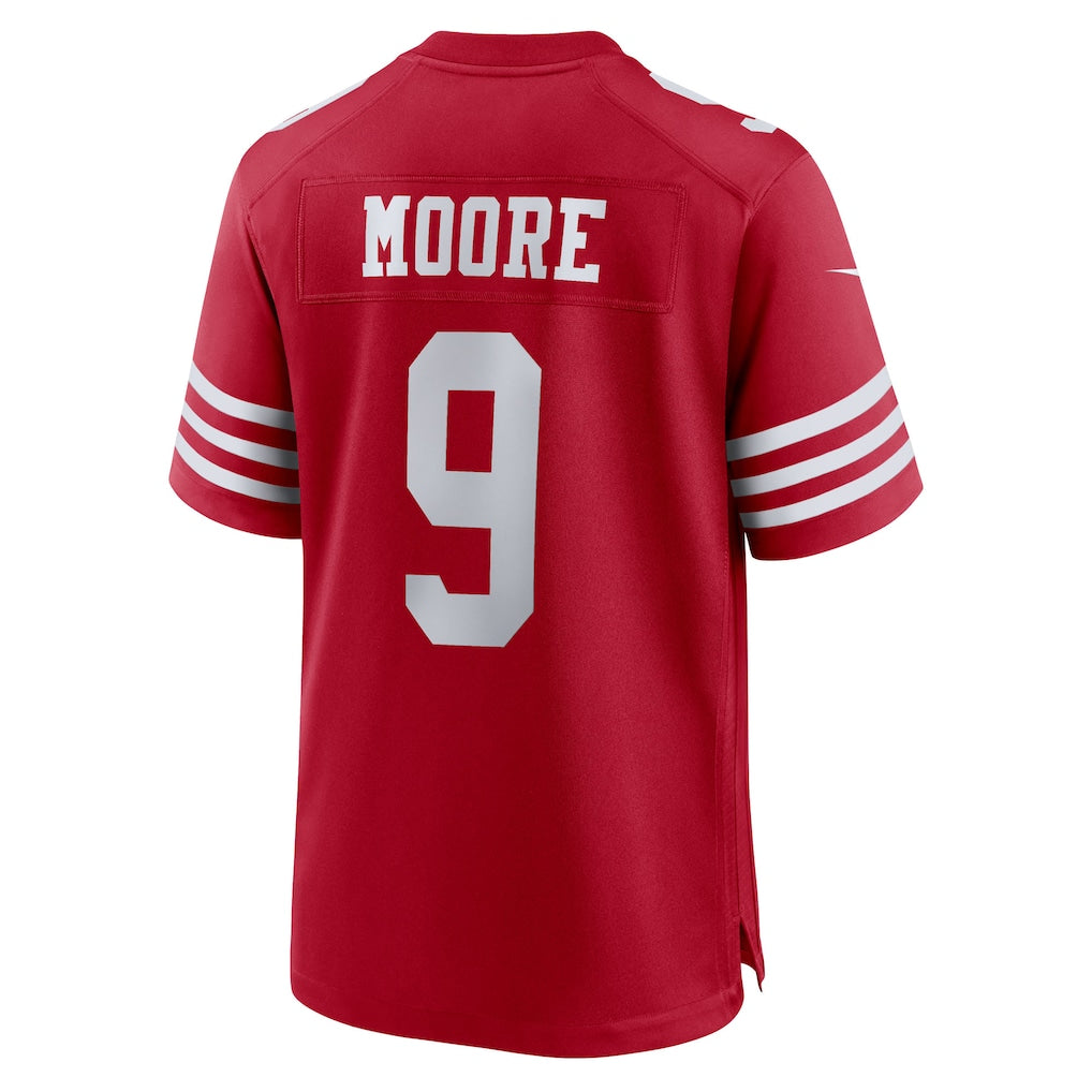 Johmsee SF.49ers #9 Skyy Moore Scarlet Team Game Jersey