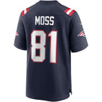 Johmsee NE.Patriots #81 Randy Moss Navy Game Retired Player Jersey