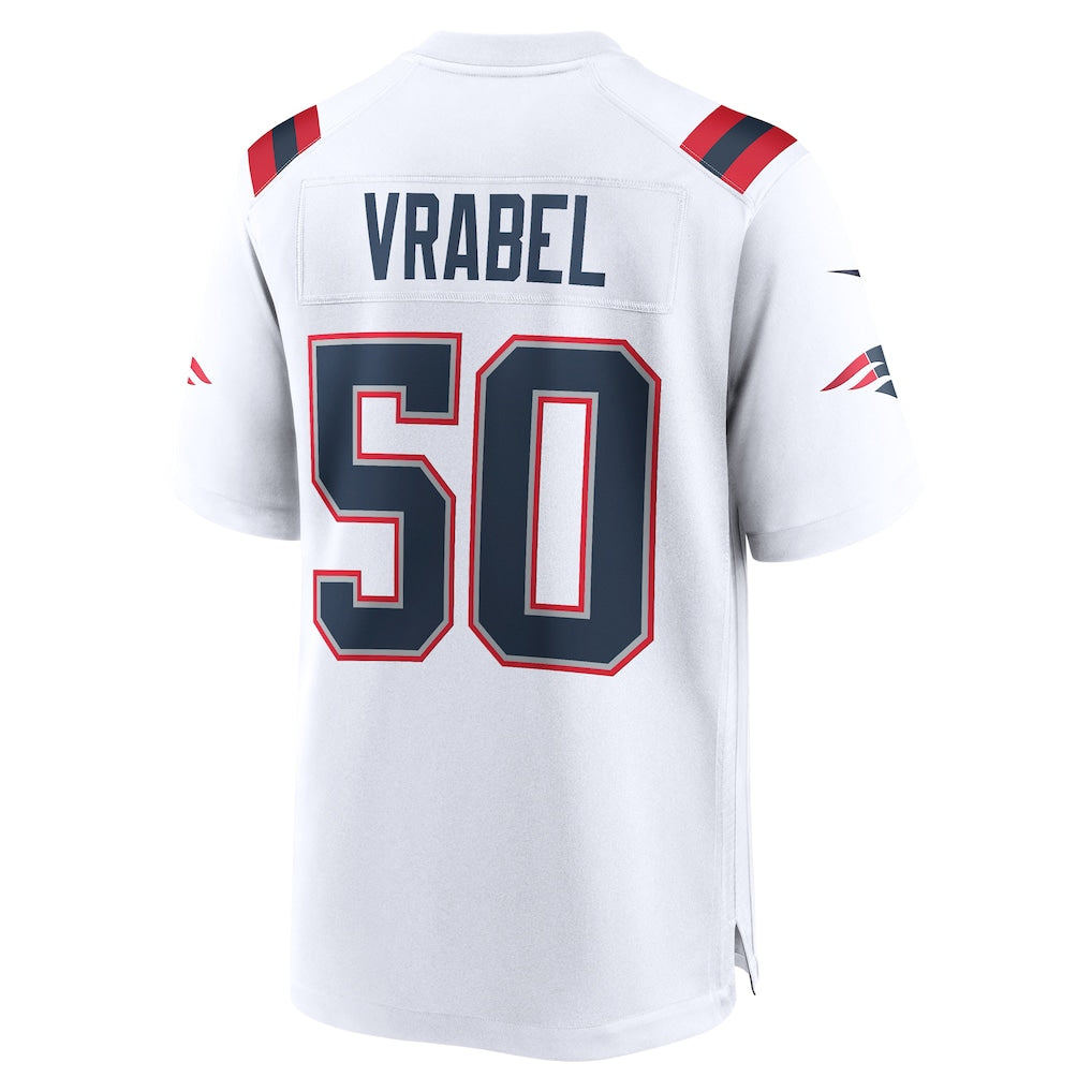 Johmsee NE.Patriots #50 Mike Vrabel White Game Retired Player Jersey