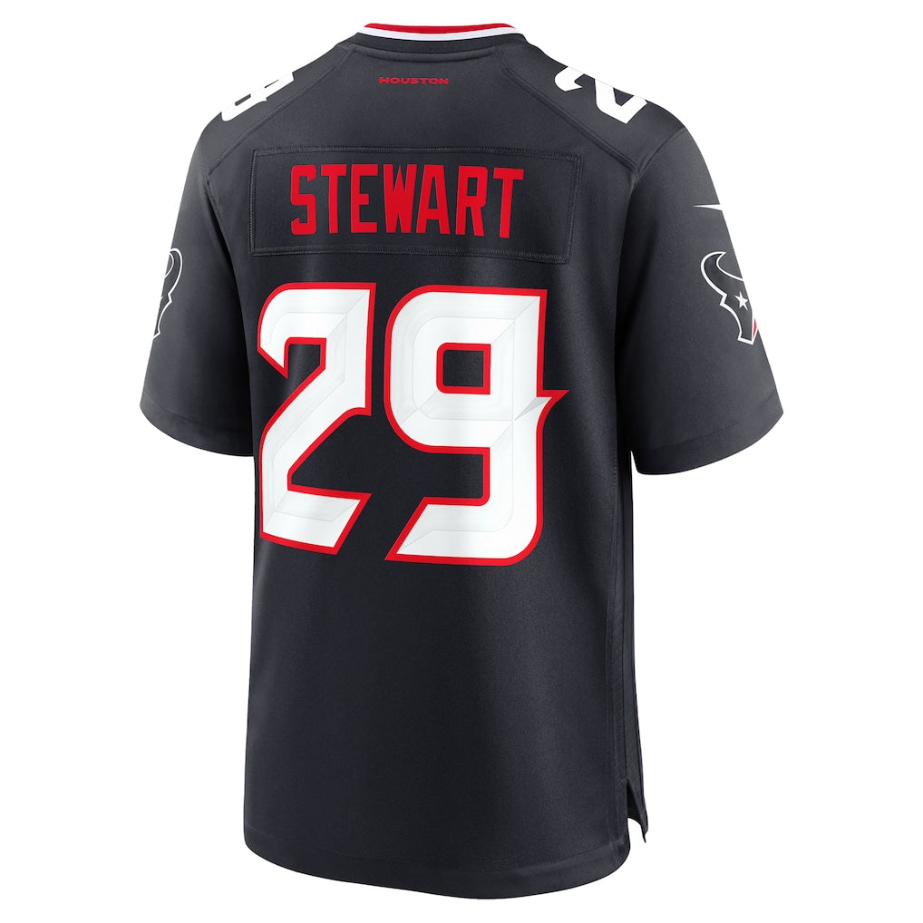 Johmsee H.Texans #29 M.J. Stewart Navy Team Game Jersey