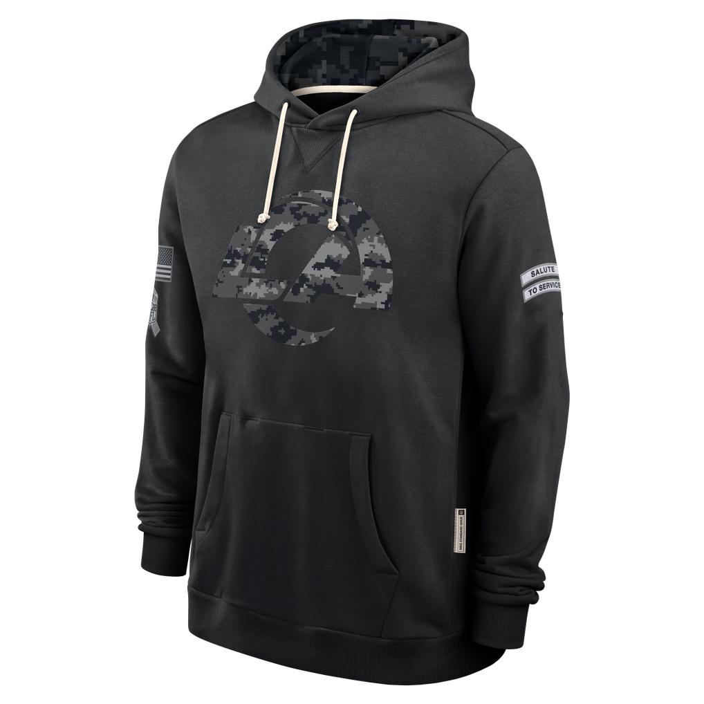Johmsee LA.Rams Black 2026 Salute to Service Sideline Dri-FIT Pullover Hoodie Jerseys