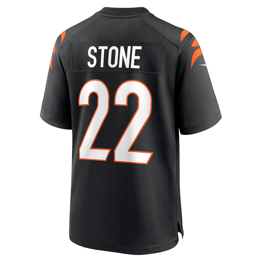 Johmsee C.Bengals #22 Geno Stone Black Game Jersey