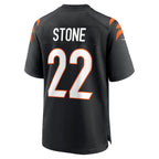 Johmsee C.Bengals #22 Geno Stone Black Game Jersey