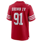 Johmsee SF.49ers #91 Earnest Brown IV Scarlet Team Game Jersey