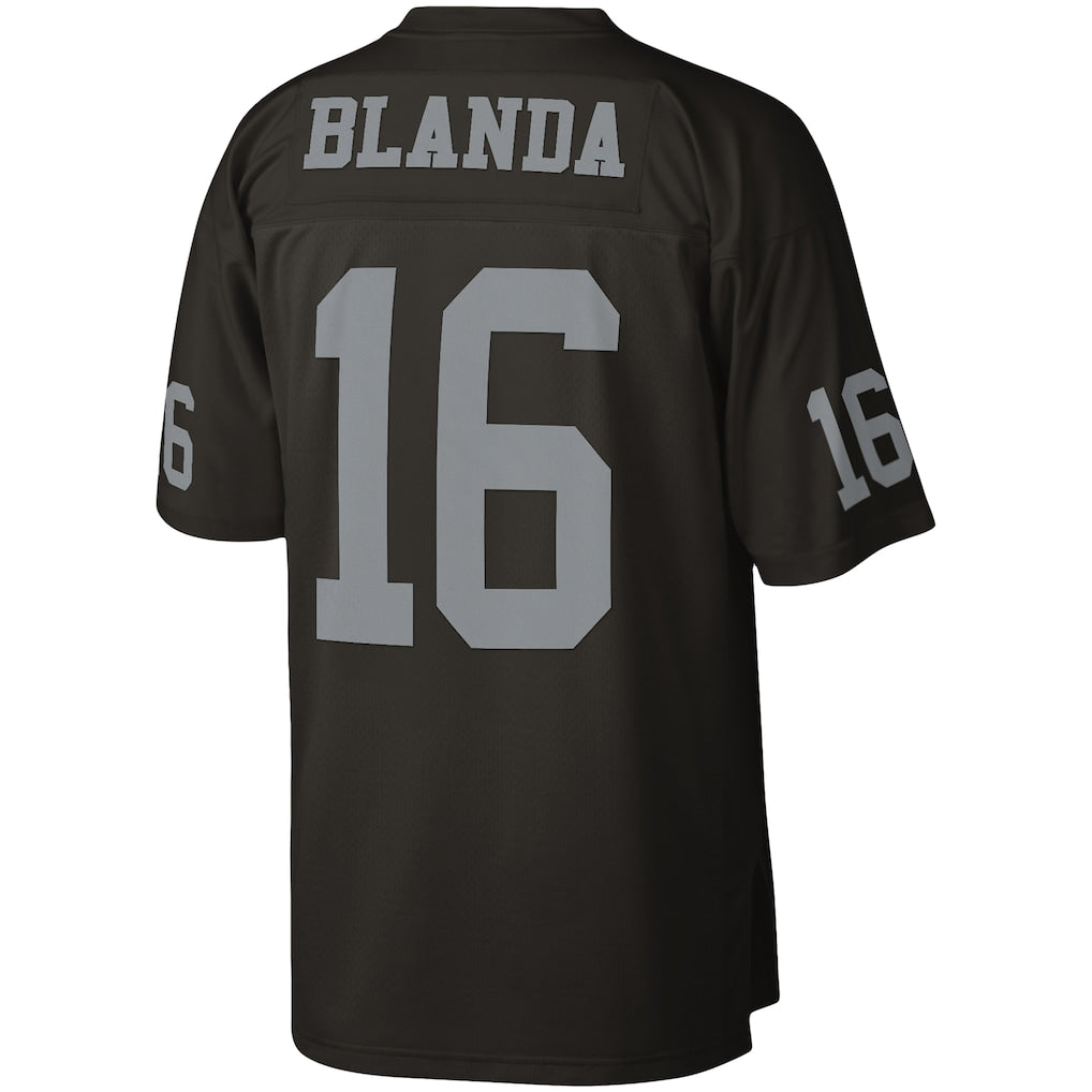 Johmsee LV.Raiders #16 George Blanda Mitchell & Ness Black Legacy Replica Jersey