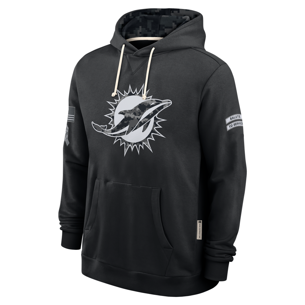 Johmsee M.Dolphins Black 2026 Salute to Service Sideline Dri-FIT Pullover Hoodie Jerseys