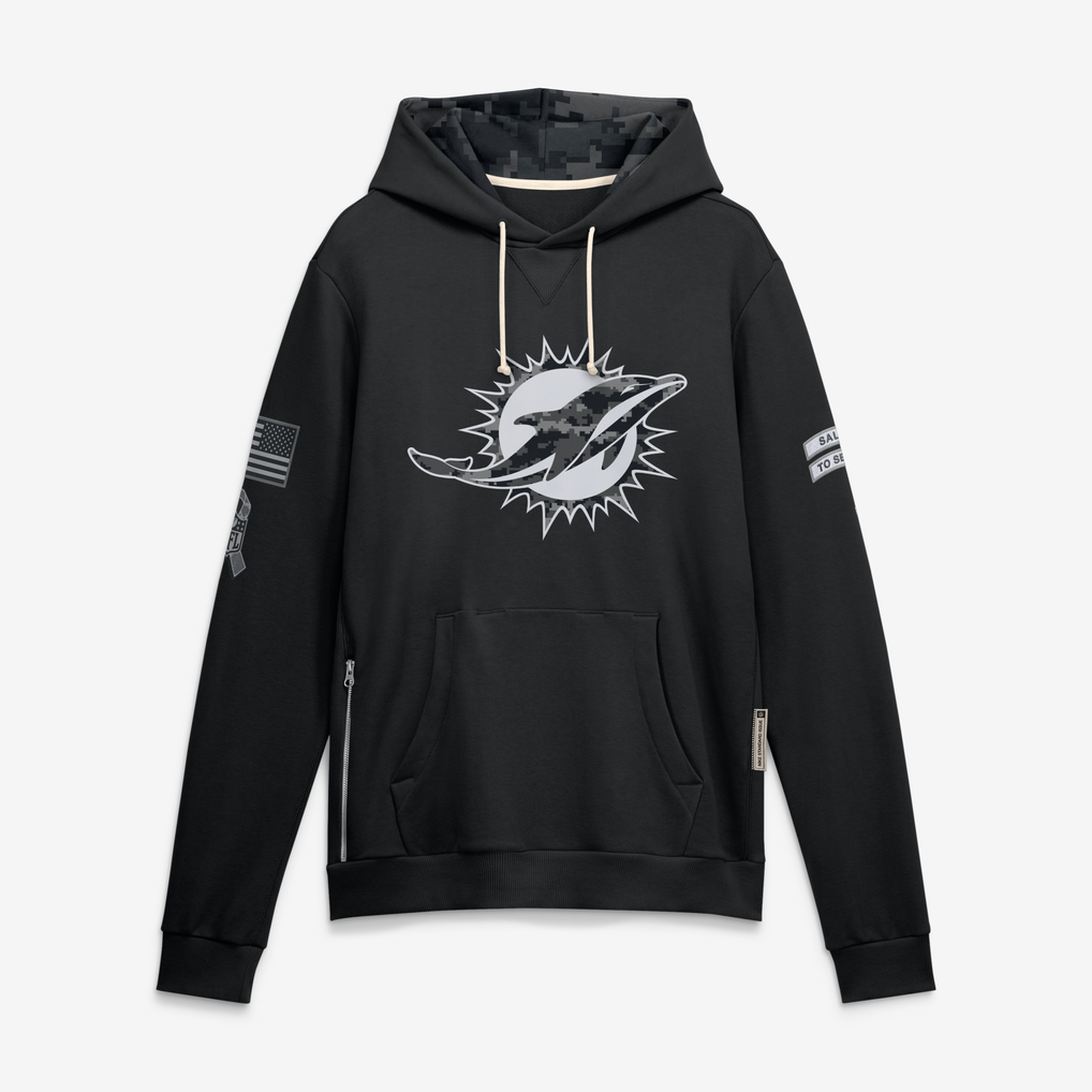 Johmsee M.Dolphins Black 2026 Salute to Service Sideline Dri-FIT Pullover Hoodie Jerseys