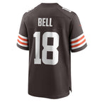 Johmsee C.Browns #18 David Bell Brown Game Jersey