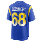 Johmsee LA.Rams #68 David Quessenberry Royal Team Game Jersey