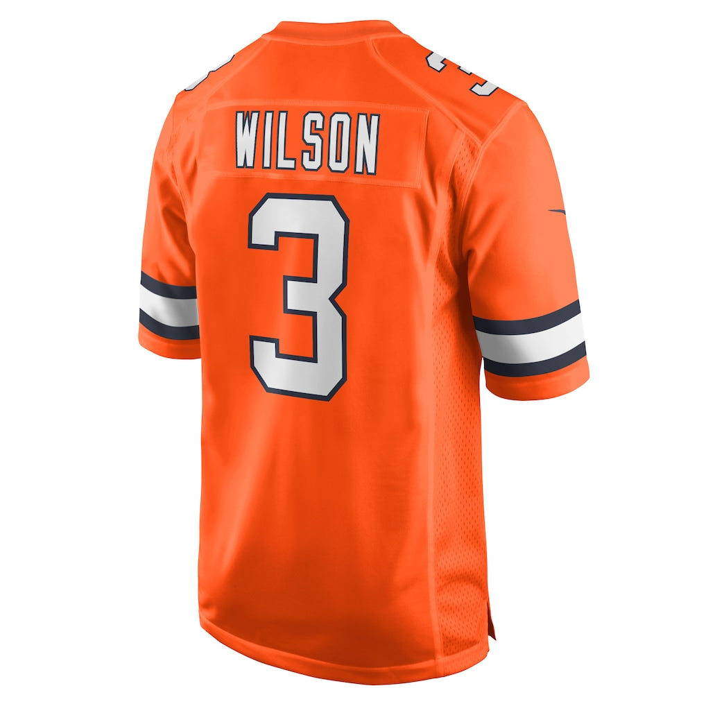 Johmsee D.Broncos #3 Russell Wilson Orange Alternate Game Jersey
