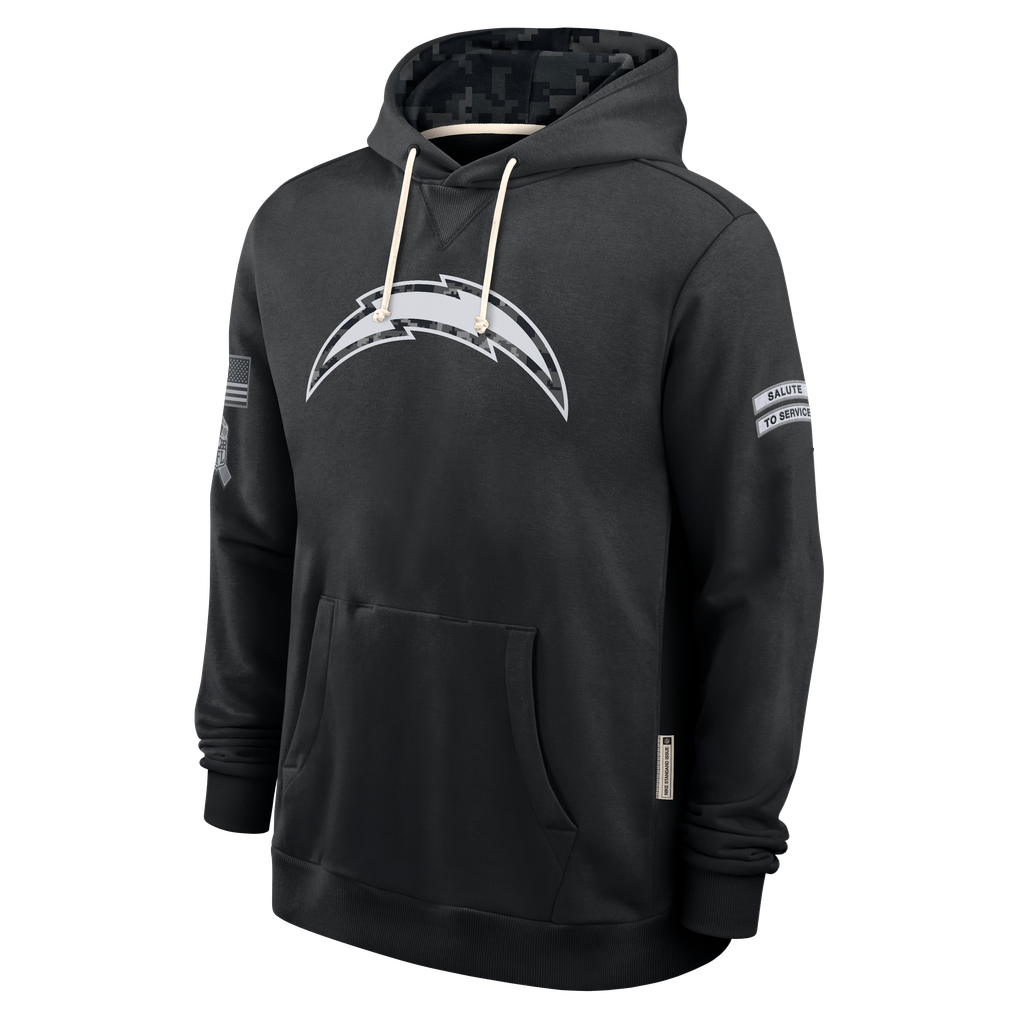Johmsee LA.Chargers Black 2026 Salute to Service Sideline Dri-FIT Pullover Hoodie Jerseys