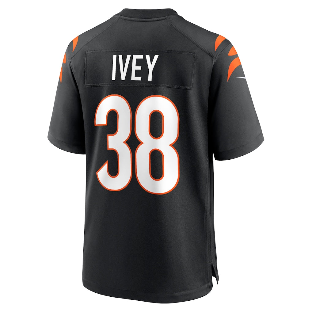 Johmsee C.Bengals #38 DJ Ivey Black Team Game Jersey
