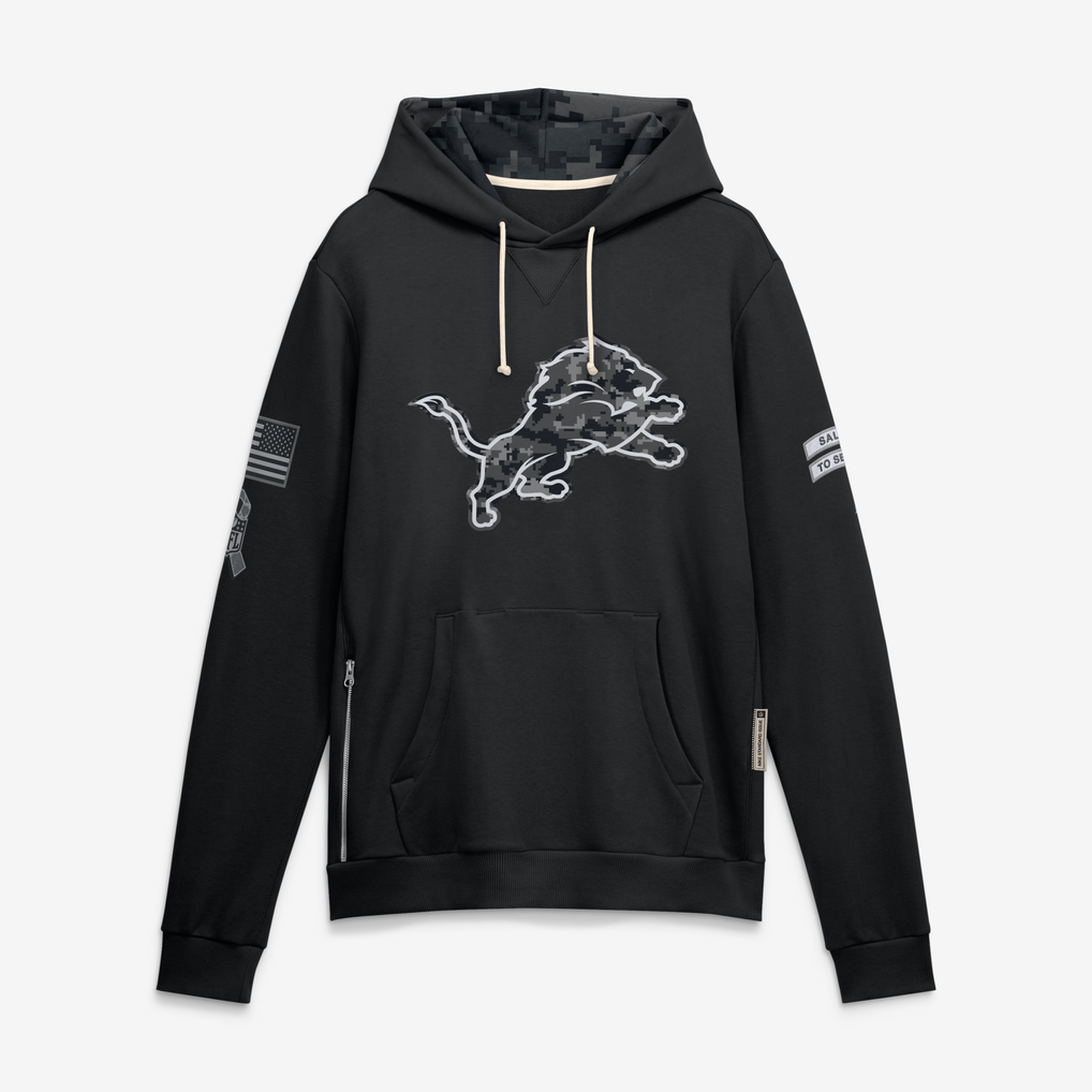 Johmsee D.Lions Black 2026 Salute to Service Sideline Dri-FIT Pullover Hoodie Jerseys