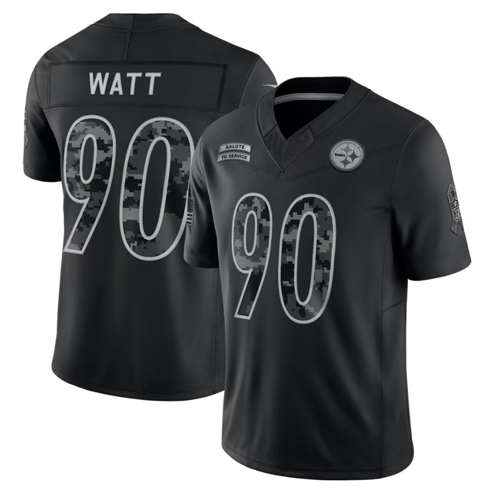 Johmsee P.Steelers #90 T.J. Watt Player Black Limited 2026 Salute to Service Home Game Stitched Jerseys