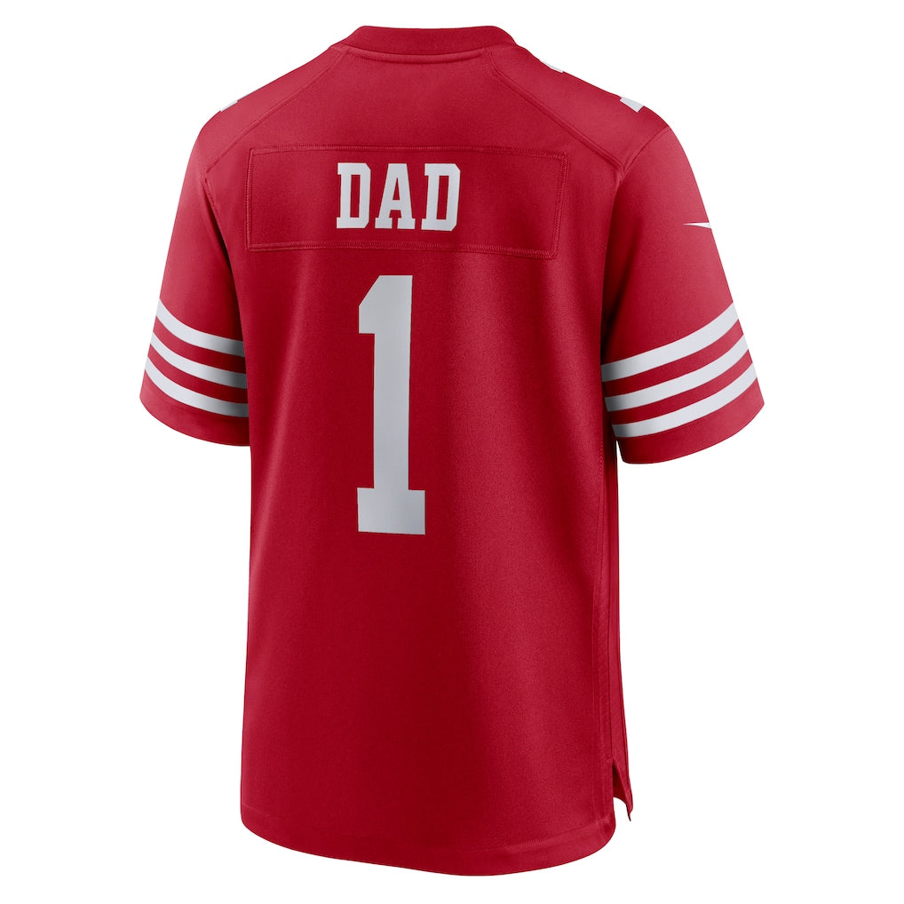 Johmsee SF.49ers #1 Dad Scarlet Game Jersey