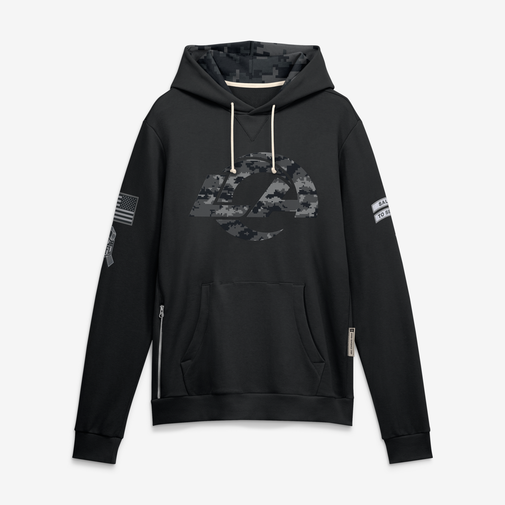 Johmsee LA.Rams Black 2026 Salute to Service Sideline Dri-FIT Pullover Hoodie Jerseys