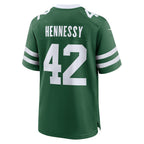 Johmsee NY.Jets #42 Thomas Hennessy Legacy Green Team Game Jersey