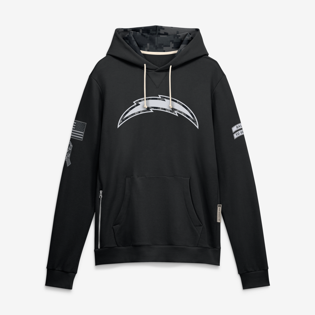 Johmsee LA.Chargers Black 2026 Salute to Service Sideline Dri-FIT Pullover Hoodie Jerseys