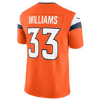 Johmsee D.Broncos #33 Javonte Williams Orange Mile High Collection Vapor F.U.S.E. Limited Jersey