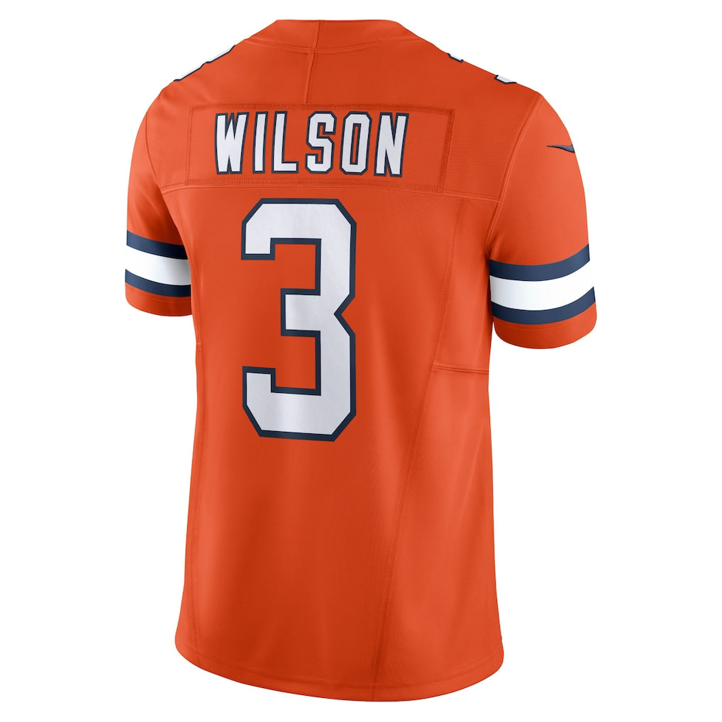 Johmsee D.Broncos #3 Russell Wilson Orange Vapor F.U.S.E. Limited Jersey